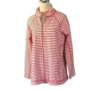 Tommy Bahama Jacket XL Orange Striped Stretch Cotton Zip Front
